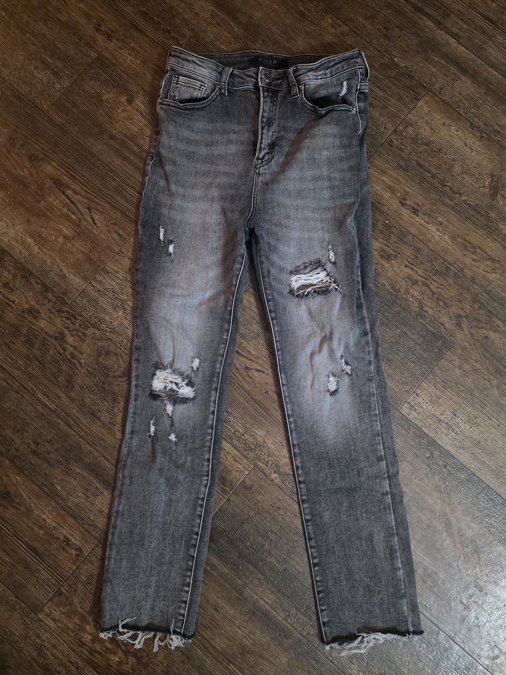 RISEN Destressed Grey Skinny Jeans